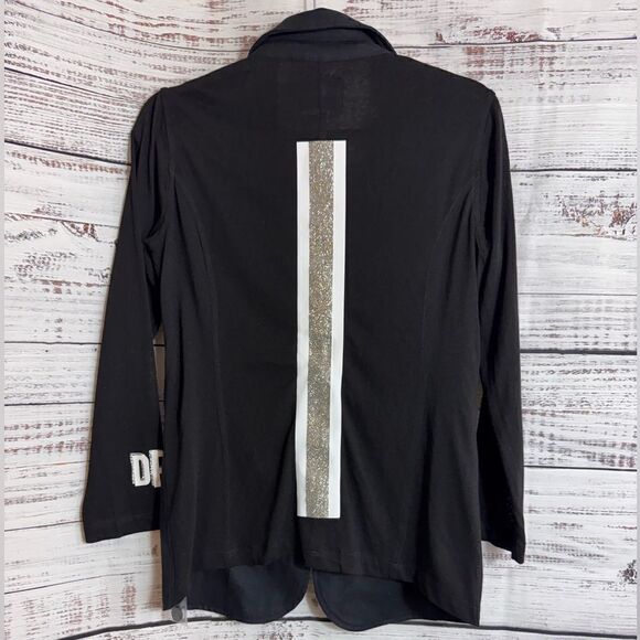 Romi Basha Blazer Womens Size Small Toni Linen Cotton Blend Black woven New - Picture 4 of 13